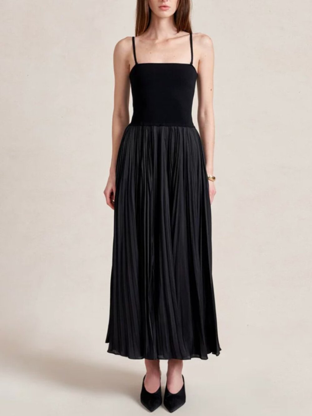 La Ligne Estelle Midi Dress Small Black Noir Classic Stretch - Picture 2 of 9
